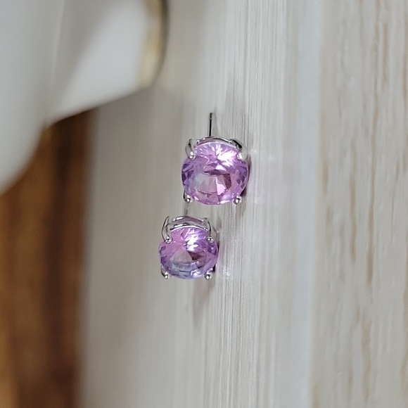 Jewelry - Genuine Purple Tourmaline Stud Earrings, S925